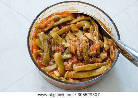Turkish Green Beans With Olive Oil / Zeytinyagli Fasulye. Traditional Food.