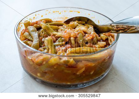 Turkish Green Beans With Olive Oil / Zeytinyagli Fasulye. Traditional Food.