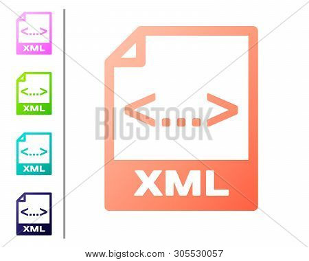 Coral Xml File Document Icon. Download Xml Button Icon Isolated On White Background. Xml File Symbol
