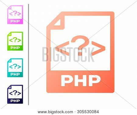 Coral Php File Document Icon. Download Php Button Icon Isolated On White Background. Php File Symbol