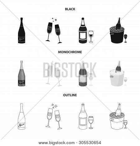 Vector Illustration Of Cork And New Symbol. Collection Of Cork And Wine Stock Vector Illustration.
