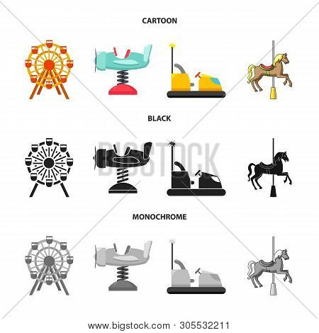 Isolated Object Of Fun And Horse  Sign. Set Of Fun And Circus Stock Vector Illustration.