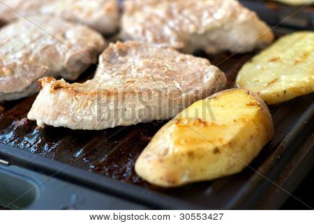 Well tasted pork steak from the garden grill party