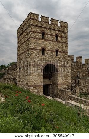 View To Tower And Walls Of Medieval Trapezitsa Fortress,
Veliko Tarnovo In Bulgaria.