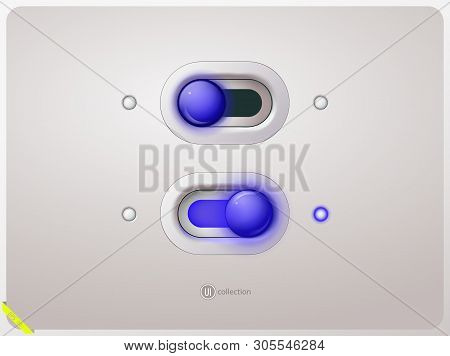 Light Switch In The On And Off Position With Glowing Indicator. Realistic Style. Isolated Background