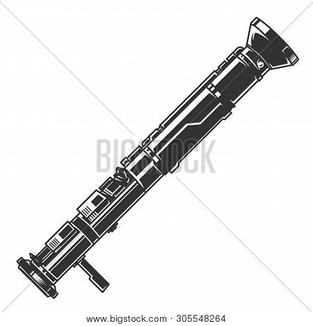 Monochrome Bazooka Or Grenade Launcher Concept In Vintage Style Isolated Vector Illustration