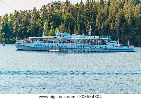 Valaam Island, Russia- 07.17.2018: The Ship Transports Tourists And Pilgrims Between The Islands Of 