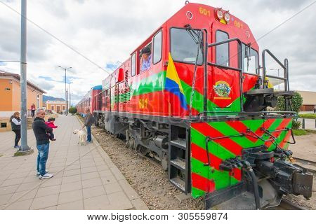 Cajica, Colombia June 6 Train Locomotive In Cajica. The Tourist Train Connects Bogota To Cajica Ever