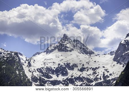Snowy Mountain Range In Austria: Loferer Steinberge
