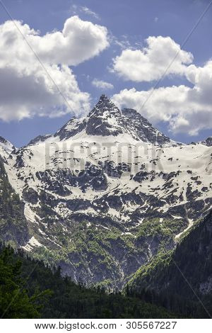 Snowy Mountain Range In Austria: Loferer Steinberge