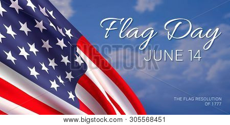 14th June - Flag Day In The United States Of America. Vector Banner Design Template With American Fl