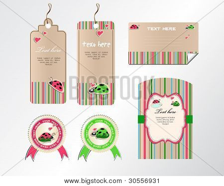 vector set di tag adesivi e carte