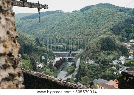 Vianden, Luxembourg - May 18, 2019: View Of Vianden Town From Vianden Castle, Luxembourg, One Of The