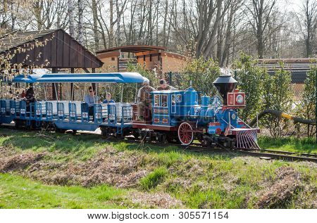 Hodenhagen, Germany, March 30, 2019: Attraction In The Recreation Park - A Train For Children On The