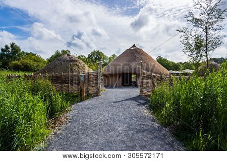 Entrance Trough Gate To Old Thatch, Straw Celtic Cottage , Concept Of Early Age Human Settlement, Gr