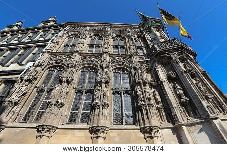 Amazing Medieval Building Of City Hall In Ghent, Belgium. It Is One Of The Most Popular Spot In The 