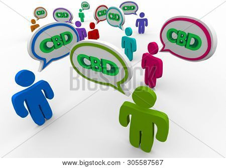 CBD Cannabidiol Marijuana Cannabis People Talking Word of Mouth Speech Bubbles 3d Illustration