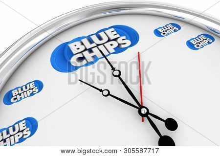 Blue Chips Top Priority Company Goal Time Clock Ticking 3d Illustration