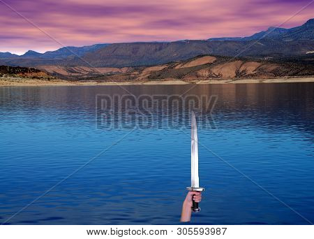 Lady Of The Lake Bringing Sword Excaliber To King Authur