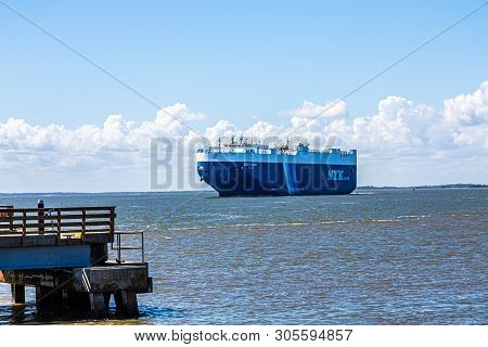 St Simons, Georgia - October 18, 2016: Freighters Now Carry Most Of The Worlds Cargo And The Largest