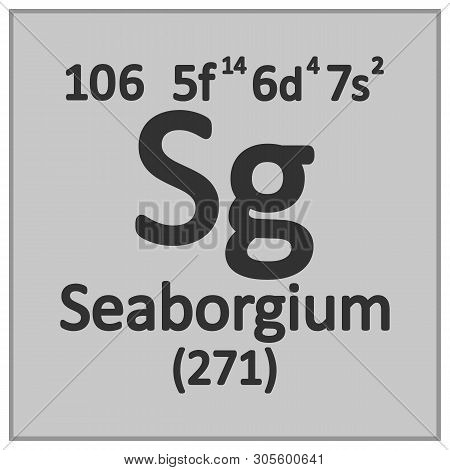 Periodic Table Element Seaborgium Icon On White Background. Vector Illustration.