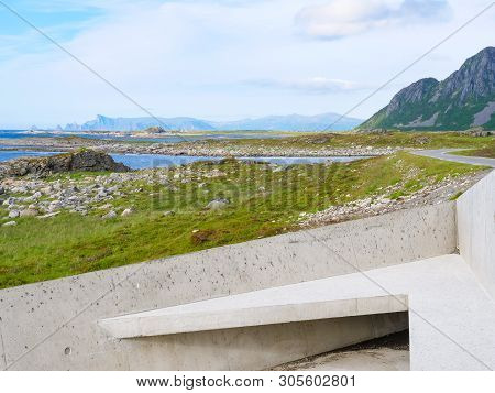 Bukkekjerka Rest Stop Location, Viewing Point. Andoya Island Vesteralen Archipelago, Norway.