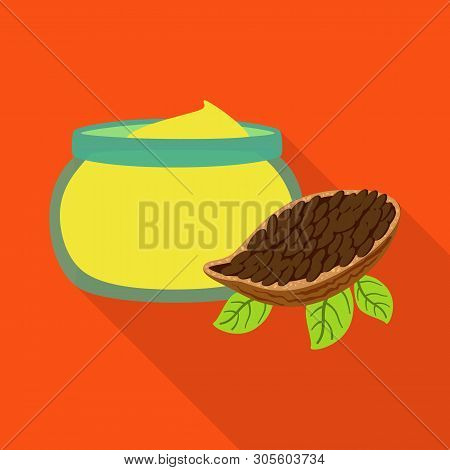 Isolated Object Of Cacao And Butter Sign. Collection Of Cacao And Nougat  Stock Symbol For Web.
