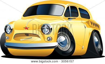 Vector sarjakuva Retro autolla