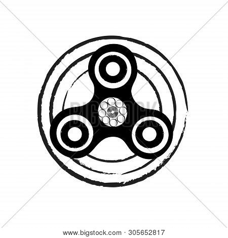 Black And White Circle Spinner. Fidget Spinner Hand Drawn Fashion Stock Vector Illustration
