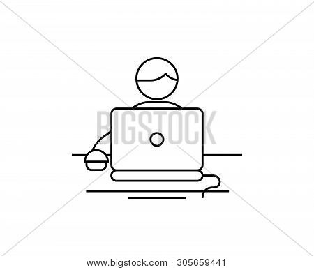 Office Worker. Co-working Place. Flat Icon For Apps And Websites. Line Icon Isolated On White Backgr