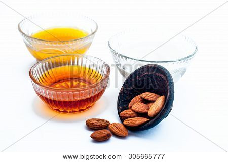 Natural Ex-foliating Face Mask Isolated On White In A Glass Bowl I.e. Raw Milk Well Mixed With Honey