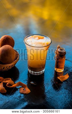 Ramadan Drink Or Ramazan Drink Also A Summer Drink On Wooden Surface I.e. Chikoo Shake Or Chikoo Fal