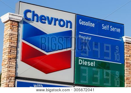 Las Vegas - Circa June 2019: Chevron Retail Gas Station. Chevron Traces Its Roots To The Standard Oi