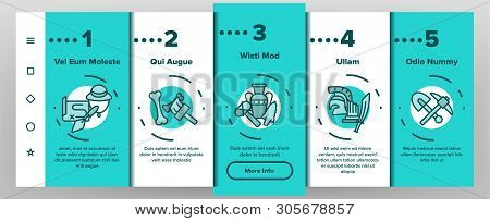 Archeological Tools And Excavations Vector Onboarding Mobile App Page Screen. Archeology Science. Ar