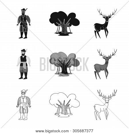 Isolated Object Of Traditional And Tour Logo. Set Of Traditional And Landmarks Vector Icon For Stock