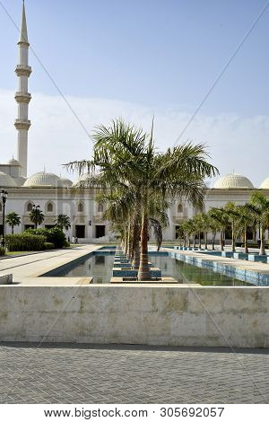 Grand Sheikh Zayed Mosque, Fujairah, United Arab Emirates, June 4, 2019. View Of The Mosque In The D