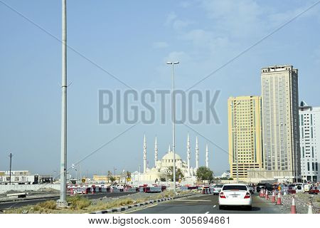 Grand Sheikh Zayed Mosque, Fujairah, United Arab Emirates, June 4, 2019. View Of The Mosque In The D