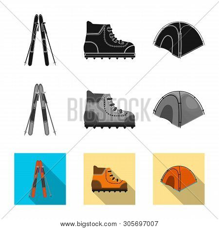 Vector Design Of Mountaineering And Peak Icon. Set Of Mountaineering And Camp Vector Icon For Stock.