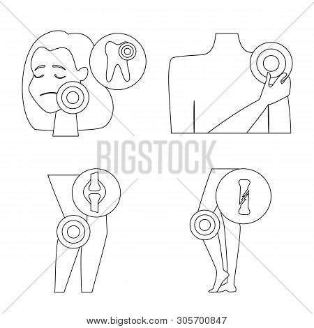 Vector Design Of Bone And Inflammation  Icon. Set Of Bone And Wound Stock Vector Illustration.