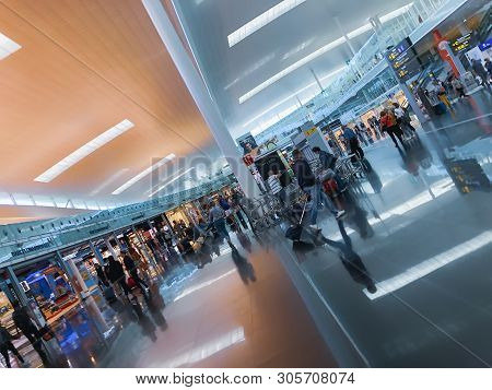 Barcelona, Spain - June 08, 2019. El Prat Josep Tarradellas Airport. Public Area At The Terminal T1.