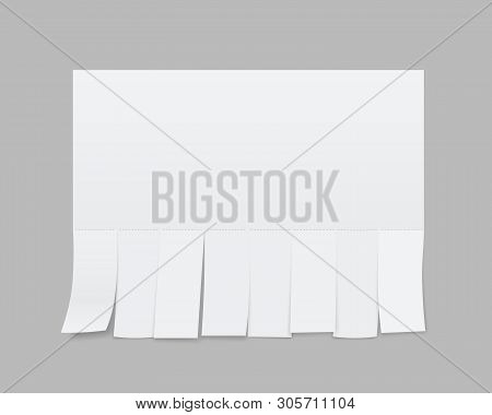 Creative Illustration Of Empty Blank Sheet Paper Advertising With Tear-off Cut Slips Isolated On Bac
