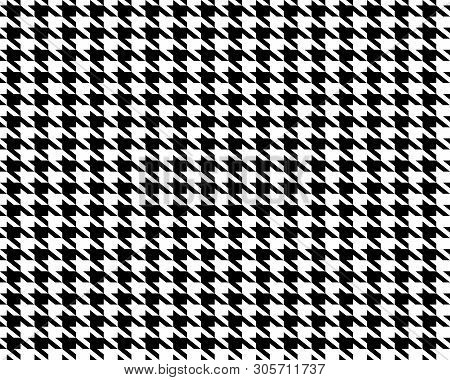 Creative Illustration Of Fabric Houndstooth Seamless Pattern Background. Geometric Print Hounds Toot