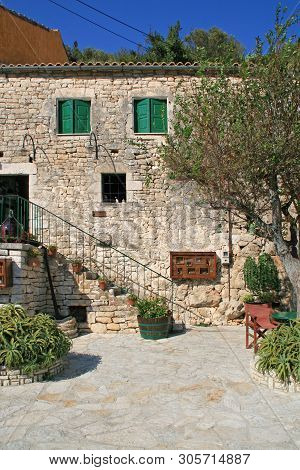 View Of Village Of Frikes, Ithaca, Ionian Island, Greece