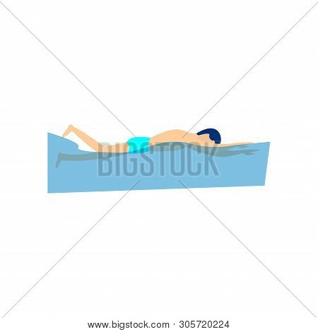Young Sport Man Swimming Very Quickly In Ocean Water