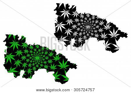 La Rioja (kingdom Of Spain, Autonomous Community) Map Is Designed Cannabis Leaf Green And Black, La 