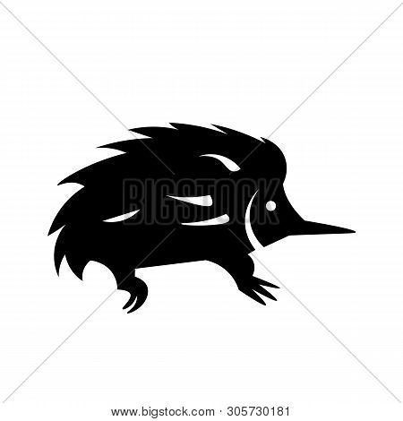 This Vector Image Shows A Echidna Icon In Glyph Style. It Is Isolated On A White Background.