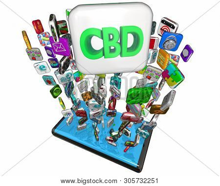 CBD Cannabidiol Marijuana Cannabis Apps Mobile Phone Services 3d Illustration