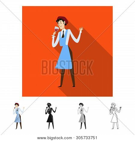 Vector Design Of Wine And Tasting Icon. Set Of Wine And Holding Vector Icon For Stock.