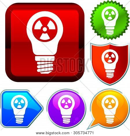 Set Shiny Icon Series On Buttons. Lightbulb Radiactive.