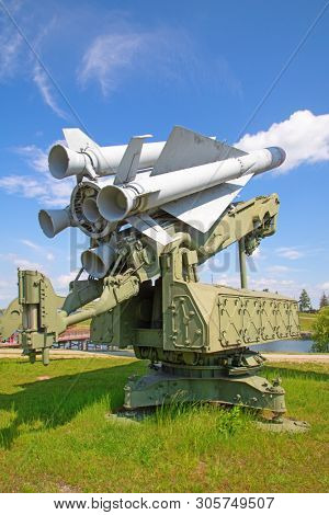 Soviet surface-to-air anti aircraft systems on the military exhibition